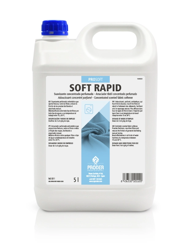 SOFT RAPID es un suavizante concentrado antiestático de la gama PROSOFT