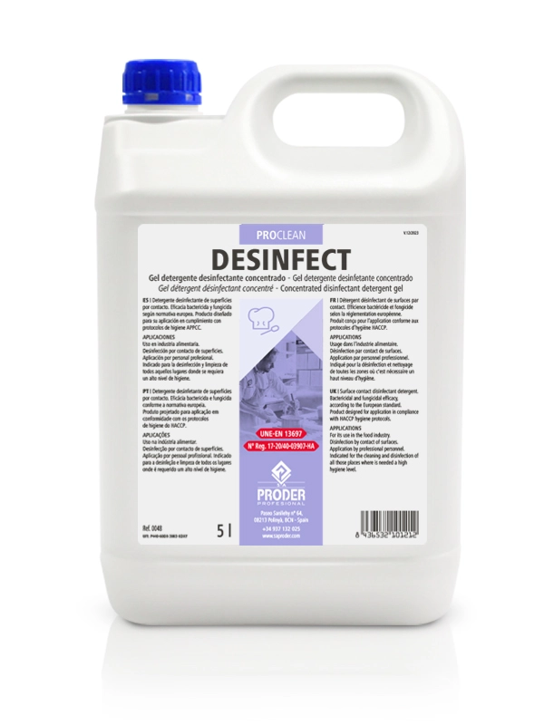 DESINFECT es un gel detergente desinfectante clorado concentrado de la gama PROCLEAN