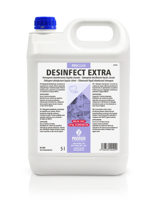 DESINFECT EXTRA es un detergente desinfectante líquido clorado concentrado de la gama PROCLEAN