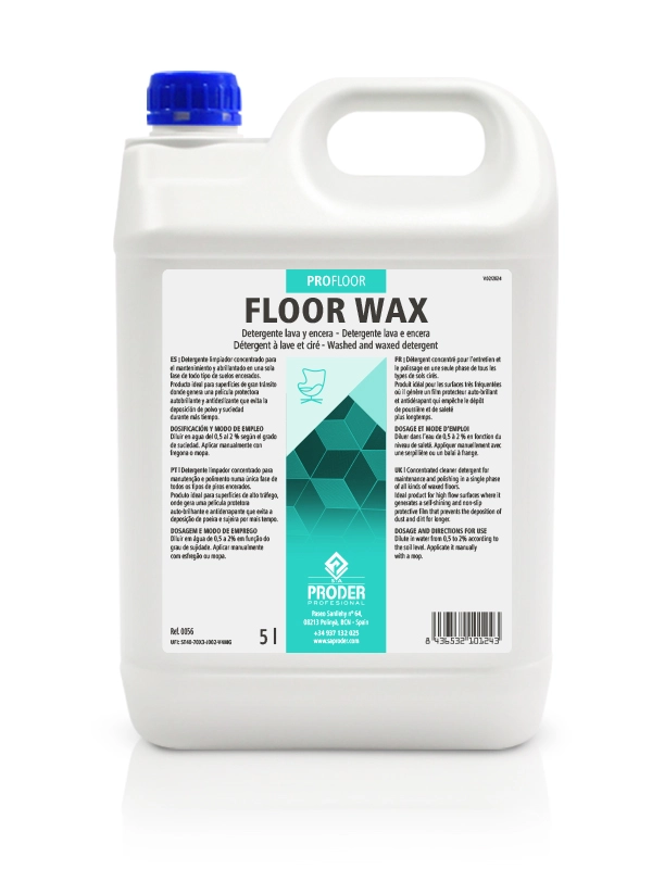 FLOOR WAX es un detergente lavicera concentrado de la gama suelos