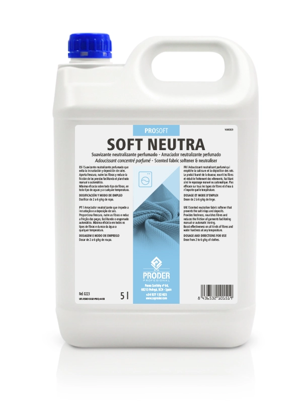 SOFT NEUTRA es un suavizan neutralizante concentrado perfumado de la gama PROSOFT
