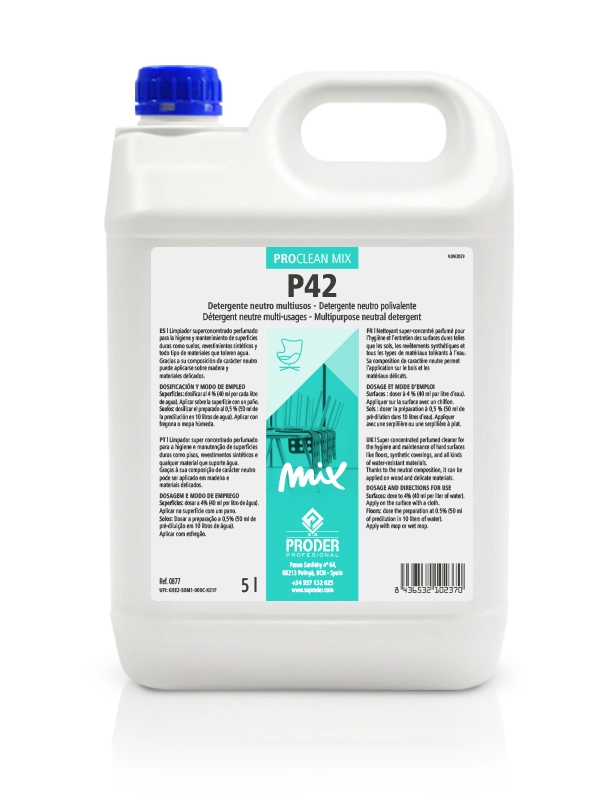 MIX P42 es un Detergente neutro multiusos superconcentrado de la gama PROCLEAN MIX