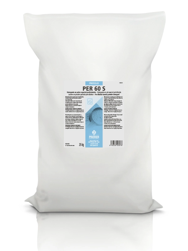 PER 60 S es un detergente concentrado en polvo especial predisolución de la gama PROSOLID