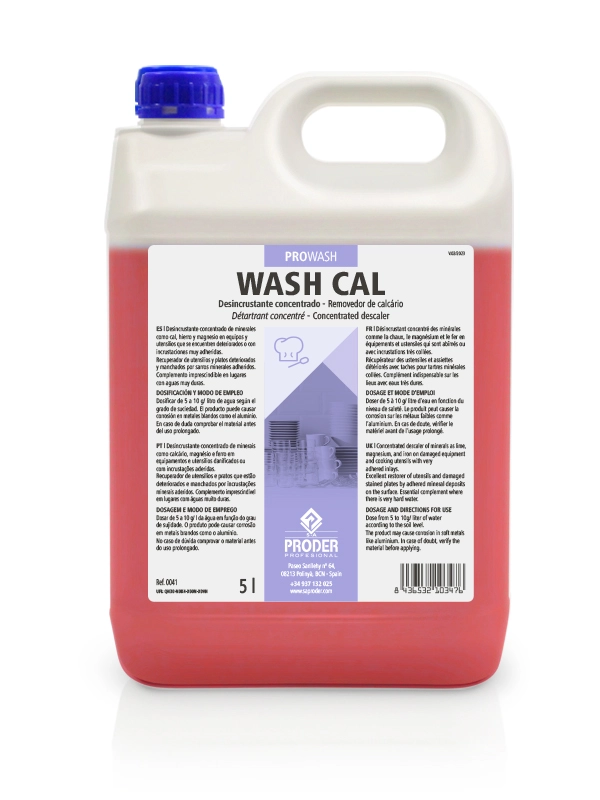 WASH CAL es un desincrustante concentrado para máquinas lavavajillas.