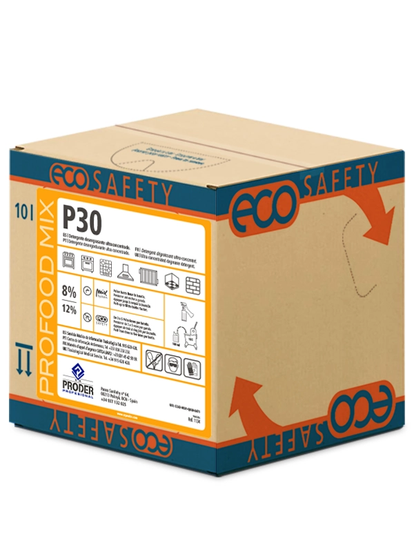 WCOSAFETY P30 es un detergente desengrasante ultraconcentrado bag-in-box.
