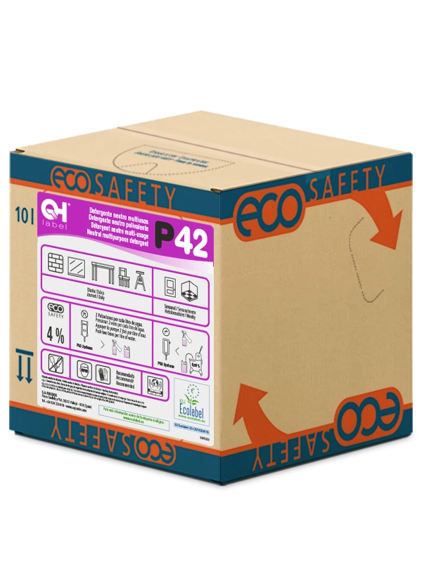 ECOSAFETY® QH LABEL P42 es un Detergente neutro multiusos Ecolabel ultraconcentrado de la gama PROCLÑEAN MIX