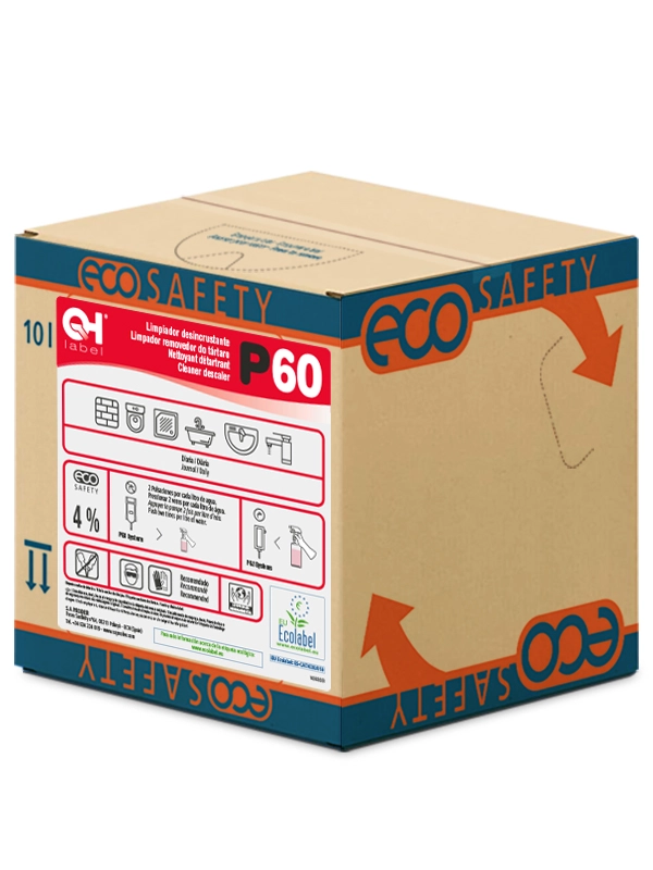 ECOSAFETY QH LABEL P60 rd un limpiadro desincrustante para baños utrlacocnetnrado Ecolabel de la gama PROROOM MIX