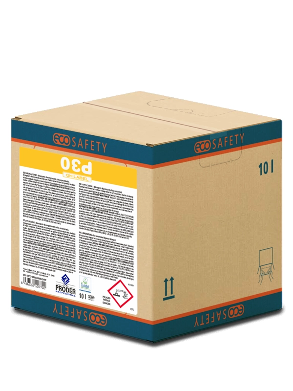 ECOSAFETY QH LABEL P30 es un detergente desengrasante ultraconcentrado bag-in-box Ecolabel de la gama PROFOOD MIX